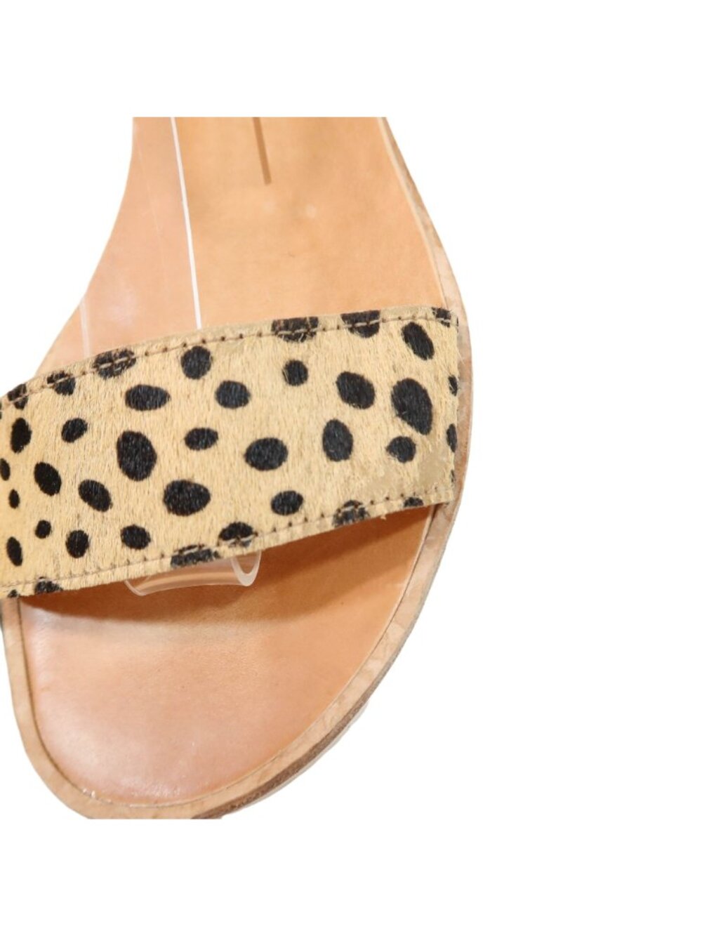 DOLCE VITA Size 6.5 M VIVIAN Neon Yellow Leopard Calf Hair Low Wedge Sandals - Picture 6 of 9